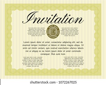 Yellow Vintage invitation. Beauty design. With background. Customizable, Easy to edit and change colors. 