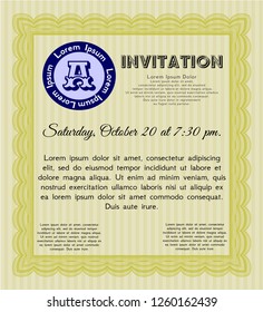 Yellow Vintage invitation. Beauty design. Vector illustration. Printer friendly. 