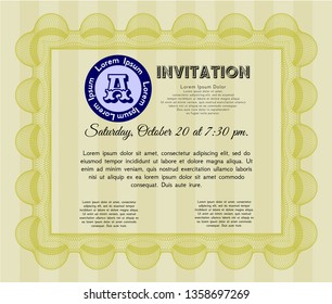 Yellow Vintage invitation. Beauty design. Easy to print. Customizable, Easy to edit and change colors. 