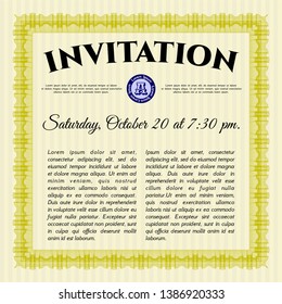 Yellow Vintage invitation. With complex background. Money Pattern design. Customizable, Easy to edit and change colors. 