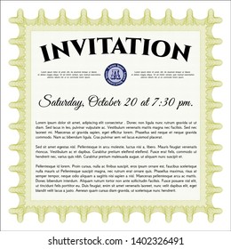 Yellow Vintage invitation. With complex background. Vector illustration. Nice design. 