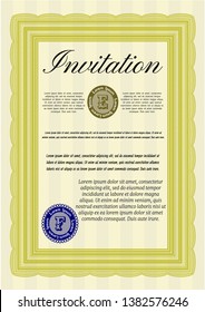 Yellow Vintage invitation. Cordial design. Customizable, Easy to edit and change colors. With quality background. 