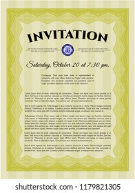 Yellow Vintage invitation. Customizable, Easy to edit and change colors. With background. Excellent design. 