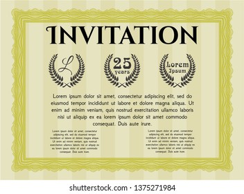 Yellow Vintage invitation. Customizable, Easy to edit and change colors. With quality background. Retro design. 