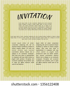 Yellow Vintage invitation. Detailed. Printer friendly. Good design. 