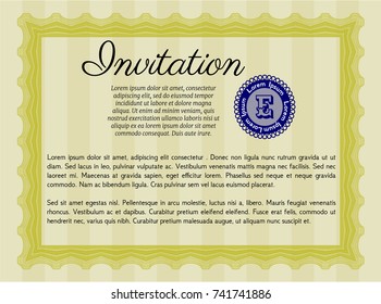 Yellow Vintage invitation. Detailed. With quality background. Sophisticated design. 