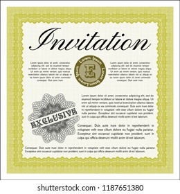 Yellow Vintage invitation. Easy to print. Excellent design. Vector illustration. 