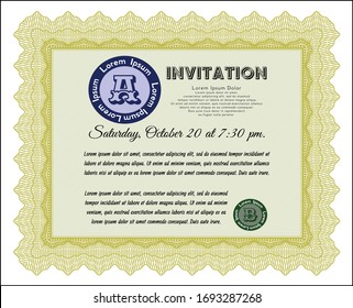 Yellow Vintage invitation. Easy to print. Beauty design. Customizable, Easy to edit and change colors. 