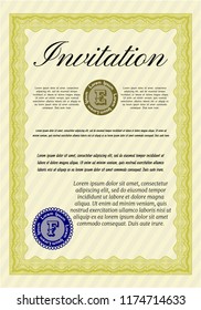 Yellow Vintage invitation. Elegant design. With quality background. Vector illustration. 