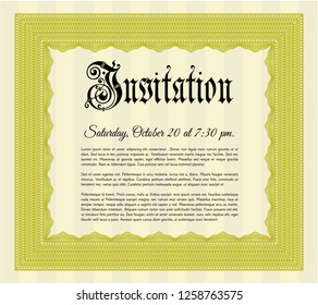 Yellow Vintage invitation. Elegant design. With quality background. Customizable, Easy to edit and change colors. 