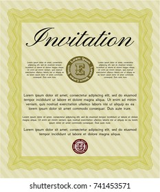 Yellow Vintage invitation. Excellent design. Vector illustration. Printer friendly. 