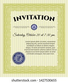Yellow Vintage invitation. Good design. Vector illustration. Complex background. 