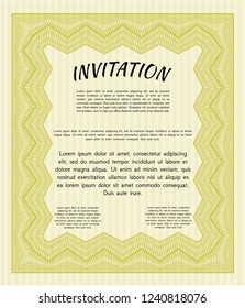 Yellow Vintage invitation. With great quality guilloche pattern. Customizable, Easy to edit and change colors. Perfect design. 