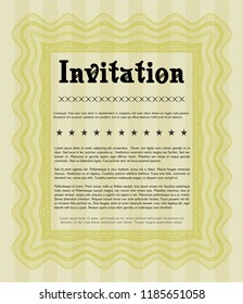 Yellow Vintage invitation. With guilloche pattern. Artistry design. Customizable, Easy to edit and change colors. 