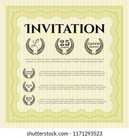 Yellow Vintage invitation. With linear background. Customizable, Easy to edit and change colors. Sophisticated design. 