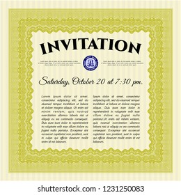 Yellow Vintage invitation. With linear background. Money design. Customizable, Easy to edit and change colors. 