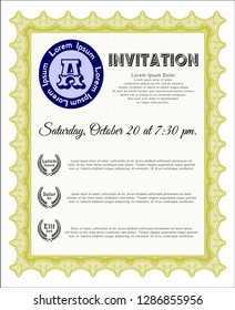 Yellow Vintage invitation. Modern design. Easy to print. Vector illustration. 