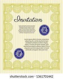 Yellow Vintage invitation. Money Pattern design. Vector illustration. With linear background. 