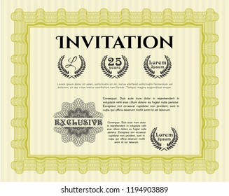 Yellow Vintage invitation. Nice design. Detailed. With quality background. 