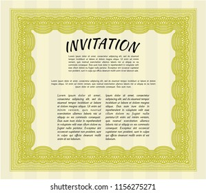 Yellow Vintage invitation. Perfect design. Detailed. With quality background. 
