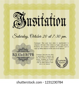 Yellow Vintage invitation. Perfect design. Detailed. With quality background. 