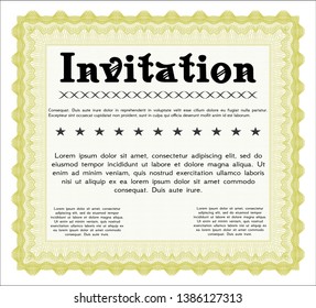 Yellow Vintage invitation. Perfect design. Easy to print. Detailed. 