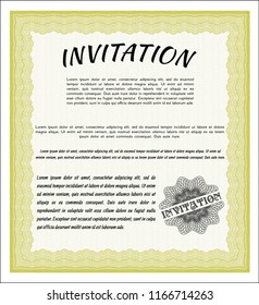 Yellow Vintage invitation. Printer friendly. Detailed. Modern design. 
