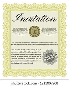 Yellow Vintage invitation. With quality background. Retro design. Detailed. 