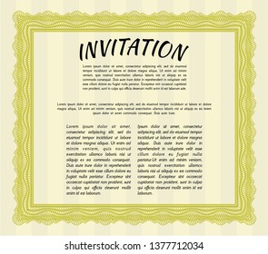 Yellow Vintage invitation. With quality background. Vector illustration. Elegant design. 