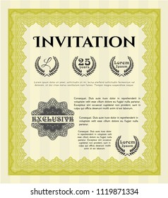 Yellow Vintage invitation. Sophisticated design. Printer friendly. Customizable, Easy to edit and change colors. 