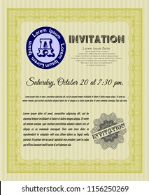Yellow Vintage invitation. Superior design. Easy to print. Customizable, Easy to edit and change colors. 