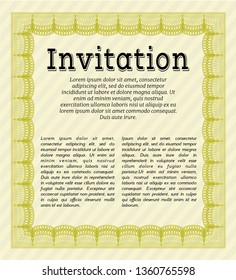 Yellow Vintage invitation template. With background. Vector illustration. Money Pattern design. 