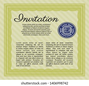 Yellow Vintage invitation template. Beauty design. With great quality guilloche pattern. Customizable, Easy to edit and change colors. 