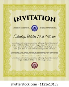 Yellow Vintage invitation template. Complex background. Customizable, Easy to edit and change colors. Beauty design. 