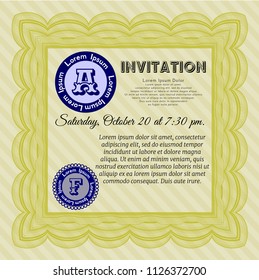 Yellow Vintage invitation template. With complex background. Customizable, Easy to edit and change colors. Nice design. 