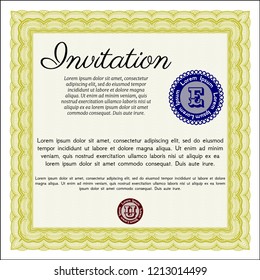 Yellow Vintage invitation template. Customizable, Easy to edit and change colors. With quality background. Elegant design. 