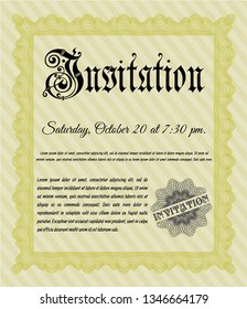 Yellow Vintage invitation template. Customizable, Easy to edit and change colors. With quality background. Lovely design. 