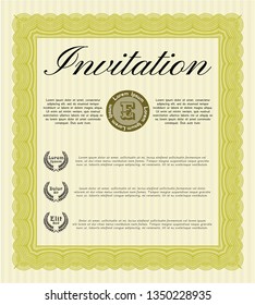 Yellow Vintage invitation template. Customizable, Easy to edit and change colors. Complex background. Modern design. 