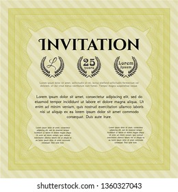 Yellow Vintage invitation template. Customizable, Easy to edit and change colors. With complex linear background. Sophisticated design. 