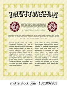 Yellow Vintage invitation template. Easy to print. Cordial design. Customizable, Easy to edit and change colors. 