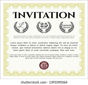 Yellow Vintage invitation template. Easy to print. Superior design. Customizable, Easy to edit and change colors. 