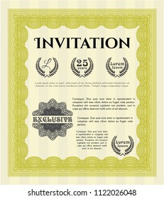 Yellow Vintage invitation template. Good design. Customizable, Easy to edit and change colors. Printer friendly. 