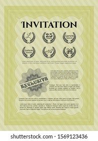 Yellow Vintage invitation template. Lovely design. With quality background. Vector illustration. 