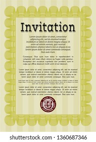 Yellow Vintage invitation template. Money Pattern. Vector illustration. With quality background. 