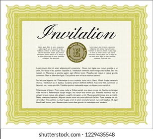 Yellow Vintage invitation template. Nice design. Customizable, Easy to edit and change colors. Easy to print. 