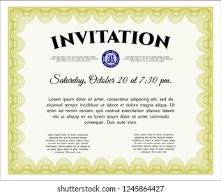 Yellow Vintage invitation template. Perfect design. Customizable, Easy to edit and change colors. With quality background. 