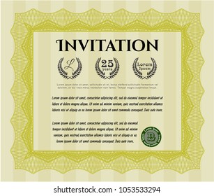 Yellow Vintage invitation template. Printer friendly. Customizable, Easy to edit and change colors. Nice design. 