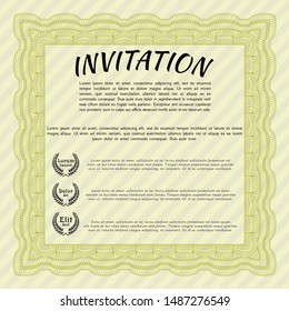 Yellow Vintage invitation template. Printer friendly. Customizable, Easy to edit and change colors. Perfect design. 