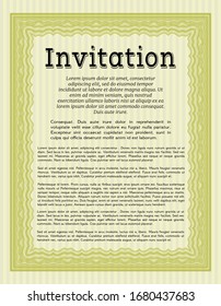 Yellow Vintage invitation template. Printer friendly. Retro design. Detailed. 