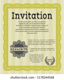 Yellow Vintage invitation template. With quality background. Customizable, Easy to edit and change colors. Excellent design. 